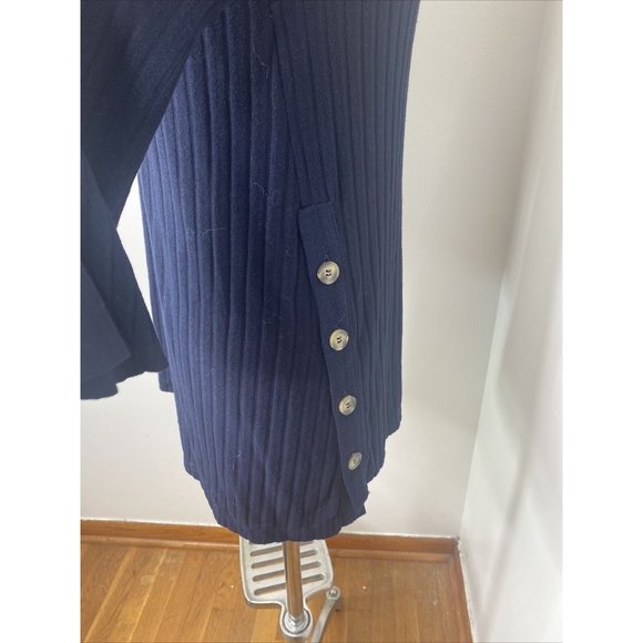 Anthropologie Saturday Sunday Tunic Top M Black Long Sleeve Button Side Ribbed - Picture 5 of 7